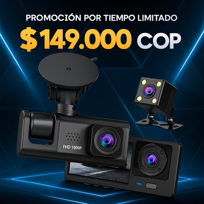 Cámara de Seguridad Vehicular 1080p – Triple Protección en Cada Trayecto