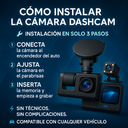 Cámara de Seguridad Vehicular 1080p – Triple Protección en Cada Trayecto