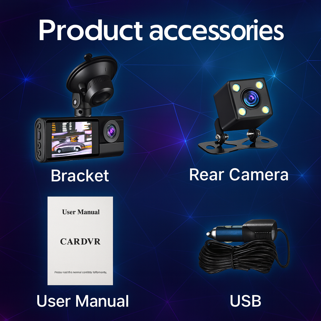 Cámara de Seguridad Vehicular 1080p – Triple Protección en Cada Trayecto