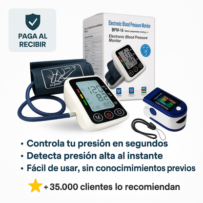 Super Combo Salud 2×1: Oxímetro + Tensiómetro En Español