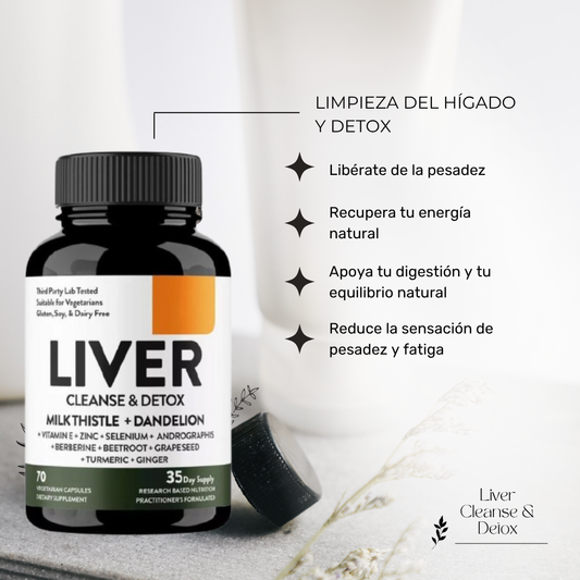 LIVER CLEANSE & DETOX digestión ligera, energía estable 70 cápsulas